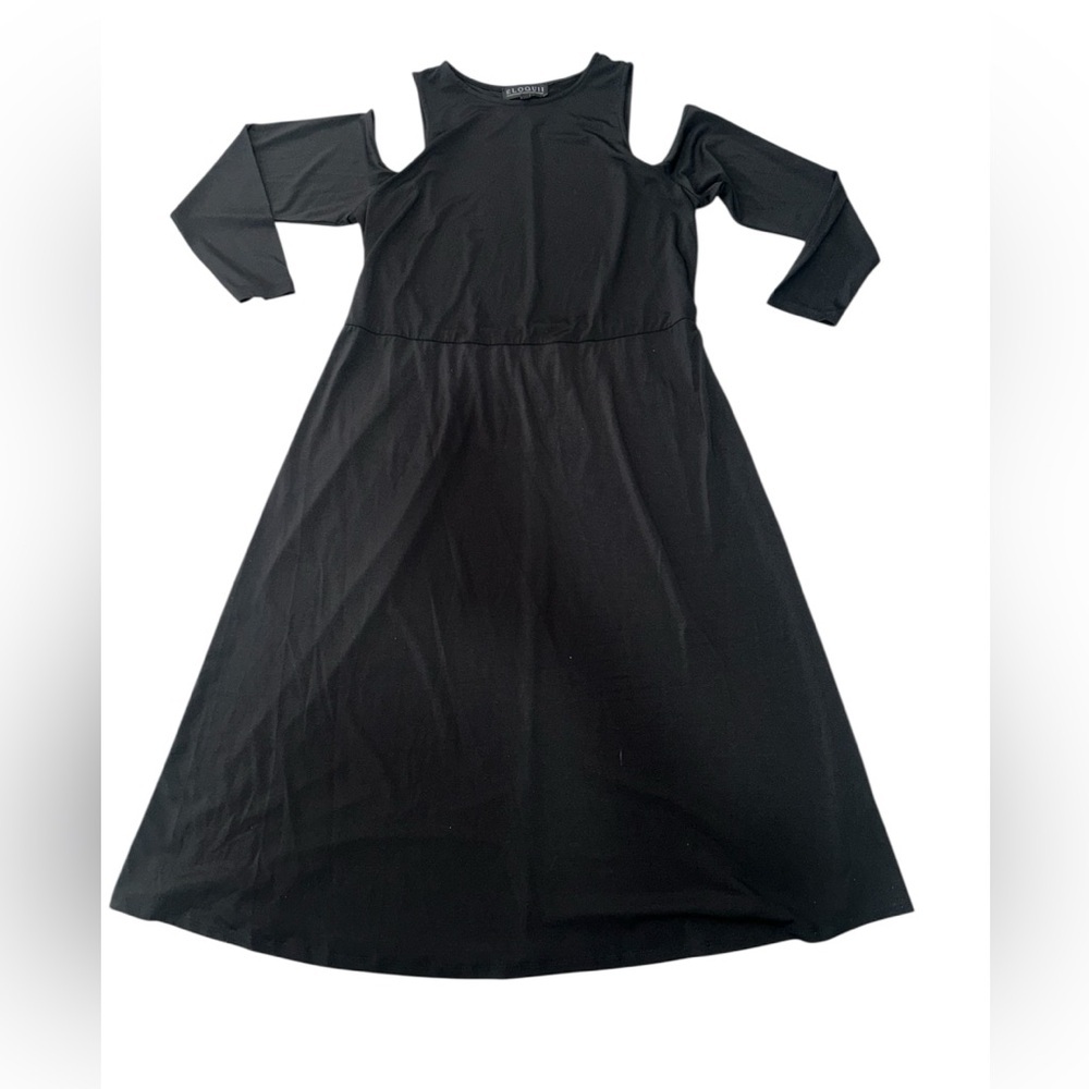 Eloquii Black Cold Shoulder 3/4 Sleeve Dress Size 14